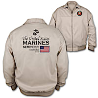 USMC Men's Windbreaker Jacket With Emblem And American Flag