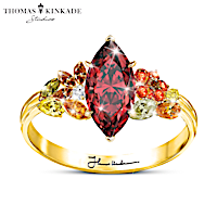 Thomas Kinkade Autumn Art-Inspired 4-Carat 17-Crystal Ring