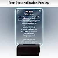 "Son, Light Of My Life" Personalized Lighted Glass Plaque