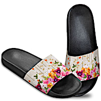 Lena Liu "Beauty In Bloom" Women's Floral Art Slide Sandals