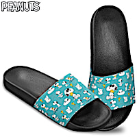 PEANUTS "Fun In The Sun" Slide Sandals With Snoopy Art