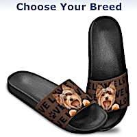 "Paws Of Love" Dog Art Slide Sandals: Choose Your Breed