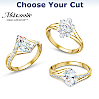 1-Carat Moissanite Ring Plated In 18K Gold: Choose Your Cut