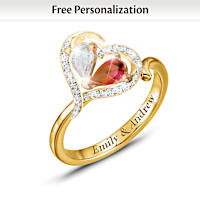 Genuine Ruby And Topaz Perfectly Paired Personalized Ring