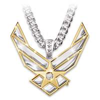 Stainless Steel Air Force Strong Pendant Necklace