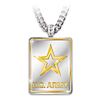 Army Strong Necklace: 24K Gold Accents & Raised-Relief Logo