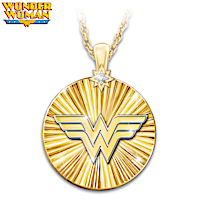 Genuine Diamond Power Of Wonder Woman Pendant Necklace