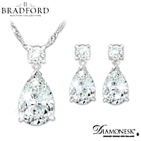 Necklace And Earrings Set 22-Carat Simulated Diamond