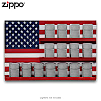 Zippo&reg; Lighter American Flag Wooden Wall Display