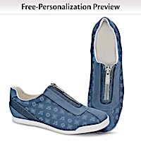 Personalized Denim Blue Women's Shoes With Your Initials