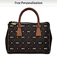 Black Faux Leather Satchel Personalized With Your Initials