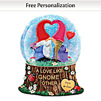 Sweet Musical Gnome Glitter Globe Personalized With 2 Names