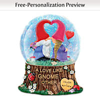 Sweet Musical Gnome Glitter Globe Personalized With 2 Names