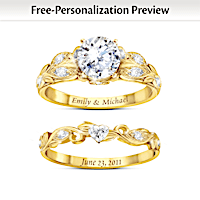 Our Love Blooms Forever Personalized Bridal Ring Set