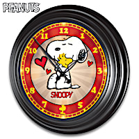 PEANUTS Snoopy And Woodstock Illuminated Atomic Wall Clock