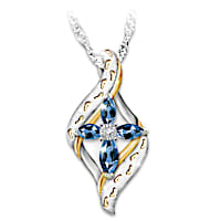 Diamond & Lab-Grown Sapphire Footprints In The Sand Necklace