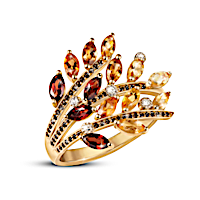 2-Carat Genuine Gemstone Autumn Leaves Ring