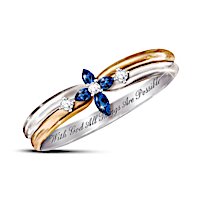 With God, All Things Are Possible Sapphire And Diamond Ring