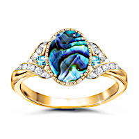 Abalone Quartz Treasure Of The Sea Genuine Gemstone Ring