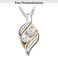 "Loving Embrace" Personalized White Topaz Pendant Necklace