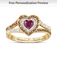Genuine Ruby And Diamond Sweet Embrace Personalized Ring