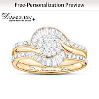 75 Simulated Diamonds Personalized Bridal Stacking Ring Set