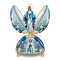 Our Lady Of Lourdes Porcelain Egg Music Box With Faux Jewels