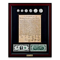Framed Declaration Of Independence With 1976 Currency