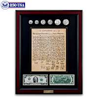 Framed Declaration Of Independence With 1976 Currency