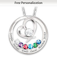 Diamond & Birthstone Family Personalized Pendant Necklace