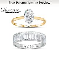Over 5-Carat Simulated Diamond Personalized Bridal Ring Set