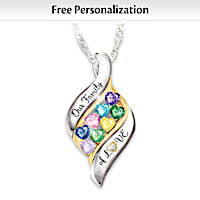 Diamond & Birthstones Family's Embrace Personalized Necklace