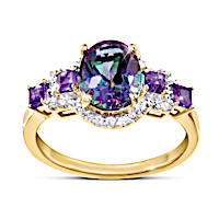 Genuine Mystic Topaz Golden Allure Ring