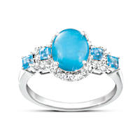 1.5-Carat Turquoise & Blue Topaz Ocean Oasis Gemstone Ring