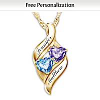 Birthstone Loving Embrace Personalized Pendant Necklace