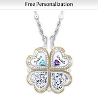 Birthstones Linked By Love Personalized Folding Necklace
