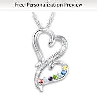 Genuine Birthstone A Mother's Heart Personalized Necklace