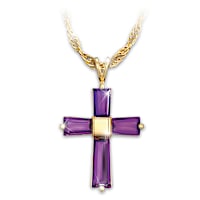 Genuine Amethyst Divine Grace Cross Pendant Necklace