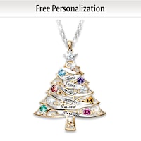 Birthstone Family Christmas Blessings Personalized Necklace