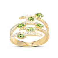 6 Peridots & 29 White Topaz Verdant Elegance Ring
