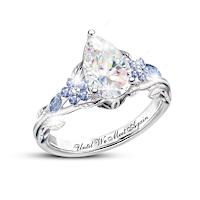 Genuine Topaz Forget-Me-Not Remembrance Ring