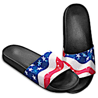 Women's Patriotic American Flag Faux Leather Slide Sandals