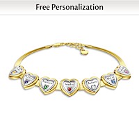 All My Love Personalized Family Herringbone Charm Bracelet