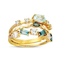 1.75-Carat Genuine Topaz Growing In Style Stacking Ring Set