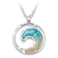Genuine Turquoise And Caribbean Sand Pendant Necklace