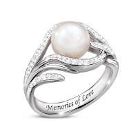 Genuine Cultured Pearl & 70 Topaz Memories Of Love Ring