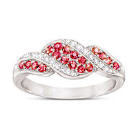 Precious Ruby And Diamond Cascade Of Passion Ring