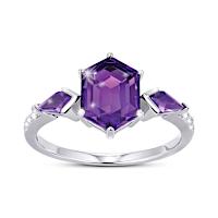 2.5-Carat Genuine Amethyst Strength From Within Ring