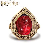 18K Gold-Plated SORCERER'S STONE Ring With Red Crystal