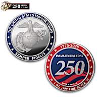 250th Anniversary USMC 1 Oz. Silver Challenge Coin